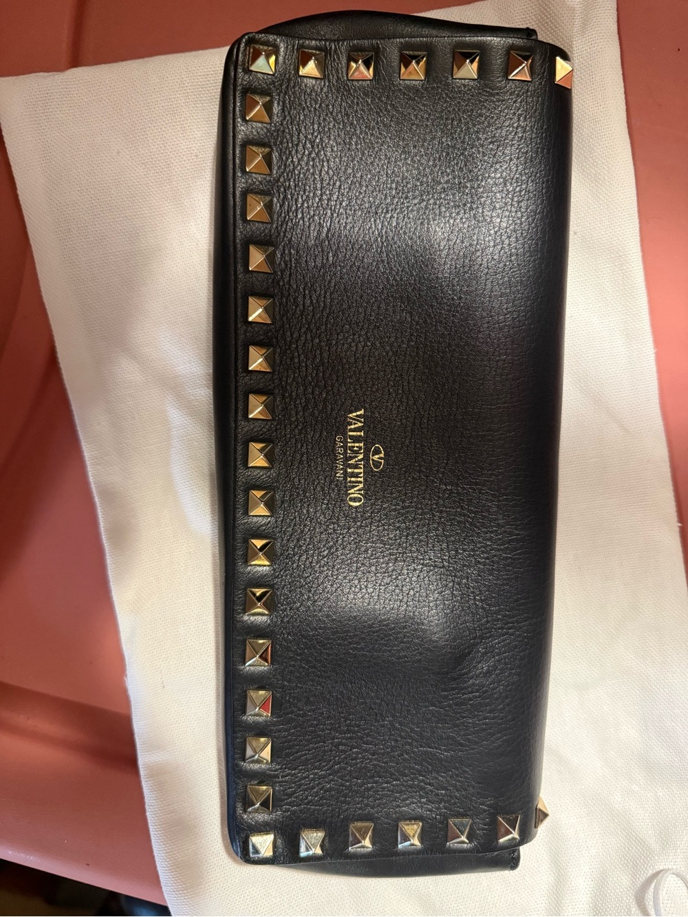 Valentino Garavani Dark Gray Clutch with Gold Studs - Picture 7 of 9